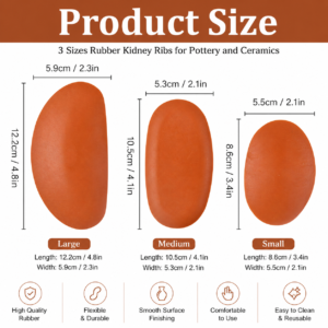 rubber kidney rib set - 3 piece pottery shaping tools