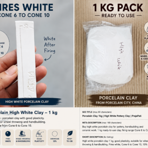 Porcelain high white clay 1 kg for pottery